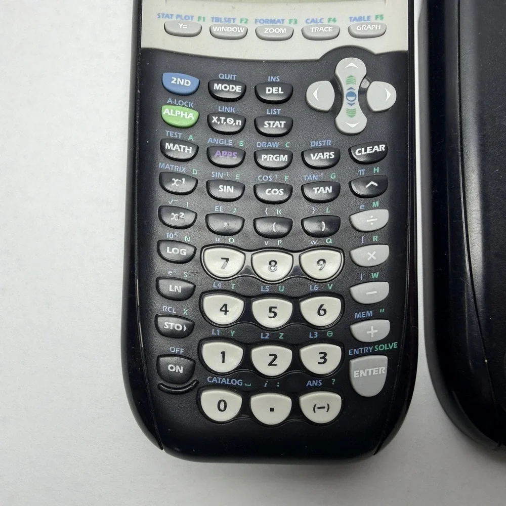 Texas Instruments TI-84 Plus Graphing Calculator Black With Cover Tested Working